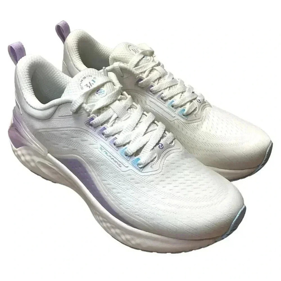 361 Degree Exhale Running Shoes Womens 8.0 White Purple SlipFix Vegan Mesh NEW - Picture 1 of 7